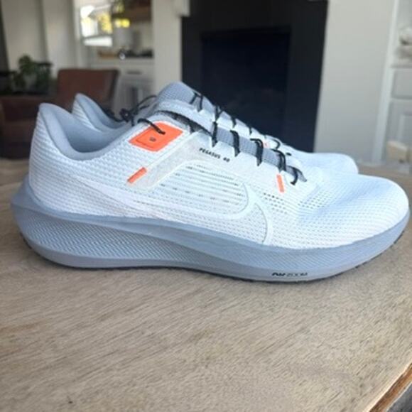 Nike Pegasus 40 Trail Running Shoes White Grey Orange Men’s 10.5 Training - Picture 1 of 7
